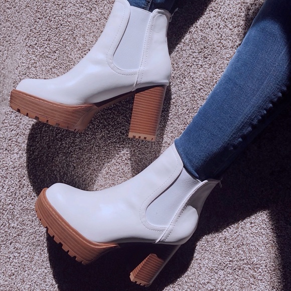 White platform booties. Boutique item. Even more beautiful in person. - Picture 2 of 8
